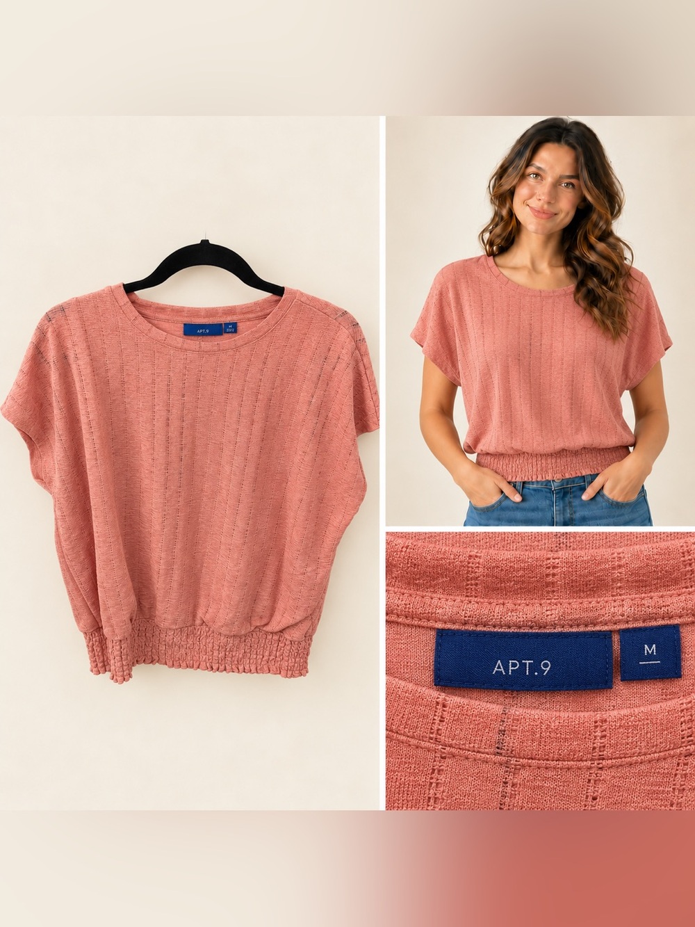 Apt. 9 Dusty Rose Short-Sleeve Crewneck Knit Sweater